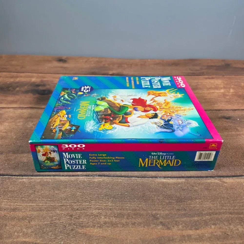 Golden The Little Mermaid Movie Poster Puzzle Kids 300pc Blue Good Vintage 2x3ft